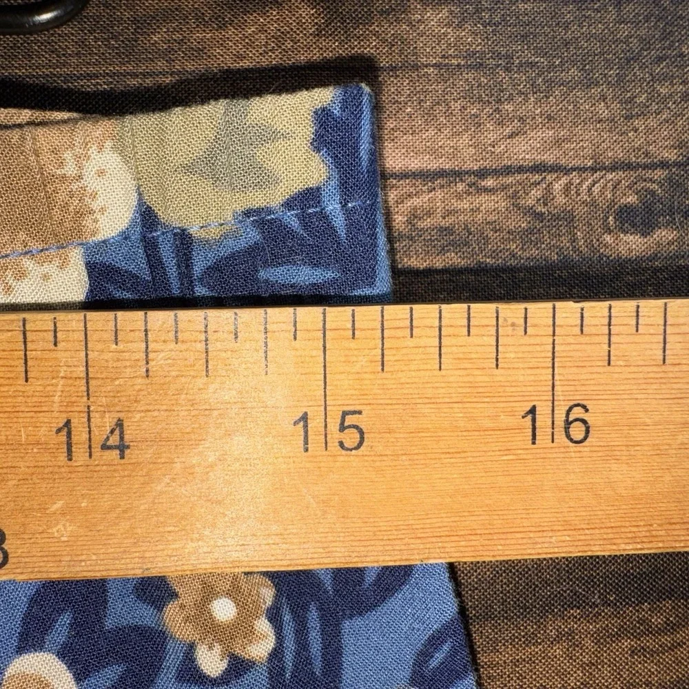 Vintage Sag Harbor Petite Midi Skirt Large Navy Blue Floral Button Front Rayon